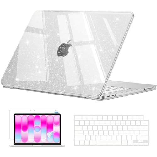 EooCoo for MacBook Neo Case 13 inch 2026, 100% Match Color, Sparkly Clear | Lightweight, Protective Hard Shell Case & Keyboard Cover & Screen Film, Model A3404 with A18 Pro Chip - color: Sparkly Clear