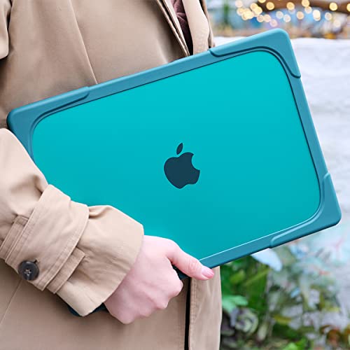 Batianda Heavy Duty Case for MacBook Pro 14 inch 2026-2021, Deep Teal | Fits M5/M4/M3/M2/M1 Pro Max Chip, Ergonomic Foldable Stand Holds 22 lbs, Shockproof Bumper, Matte Translucent Hard Shell - color: Deep Teal