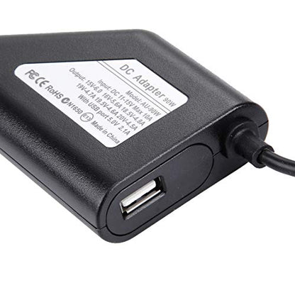 Daguys Laptop Notebook Power 90W Universal Car Charger with 8 Power Adapters & 1 USB Port for, Sony, for ASUS, Acer, IBM, HP, Lenovo (Black)