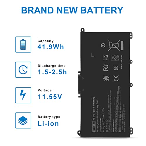 Futurebatt HT03XL L11119-855 Laptop Battery for HP 240 245 250 255 G7 340 348 G5 HP Pavilion 14-CE 14-CF 14-DF 15-CS 15-CW 15-CU 15-DA 15-DB 15-DW 17-by 17-CA HSTNN-LB8M L11421-542 - size: HT03XL 8.94, 4.96, 0.71in