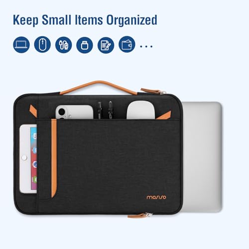 MOSISO 360 Protective Laptop Case 13-14 inch, 13.3 inch Laptop Sleeve,Black | Compatible with MacBook Neo/Air 13.6/Pro 13/Pro 14,HP Dell Acer ASUS,Side Open Carrying Bag with Horizontal&Vertical Pockets