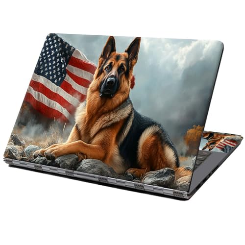 Laptop Skin Sticker Decal 12" 13" 13.3" 14" 15" 15.6",Waterproof Scratch Resistant Vinyl,Reusable Easy to Apply,for MacBook HP Dell Notebooks Netbooks Laptop,2 Wrist Pads,Flag Cute Dog - color: Flag Cute Dog
