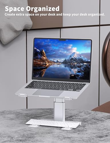 ALASHI Laptop Stand for Desk, Computer Stand Adjustable Height, Ergonomic Notebook Laptop Riser, Aluminum Metal Holder Compatible with 10 to 17.3 Inches Notebook PC Computer, Silver - color: B-Silver