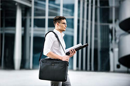 EVERKI Lunar Large Laptop Briefcase - Water-Repellent Durable Ballistic Nylon & Leather Accent Briefcase Bag, Professional Work/Gaming Laptop Bag for 18.4" Lap top, 19L Capacity (EKB417BK18) Black