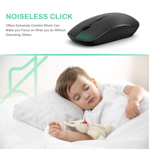 JOYACCESS Wireless Mouse for Laptop, J 2.4G Slim Portable Wireless Silent Mouse, 5 Adjustable DPI, Computer Mouse Wireless with USB Receiver for Desktop,PC,Notebook,MacBook,Chromebook (Black) - color: Black