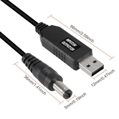 AITRIP USB to DC Power Cable 5V to 12V Boost Converter 8 Interchangeable Plug Connectors Adapters for Router, Mini Fan and Speaker（8-in-1） - color: 8-in-1