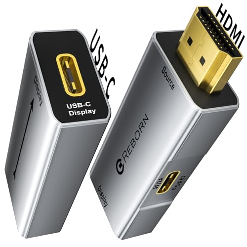 Reborn HDMI to USB C Adapter 4K 60Hz | Uni-Directional HDMI Source to Type-C Display Adapter for AR Glasses XREAL One、Air 2 Pro/VITURE Pro/RayNeo Air 2s/Rokid,PS5,Portable Monitors - 1 Pack