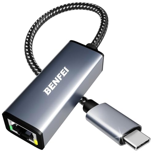 BENFEI USB-C to Ethernet Adapter, USB Type-C (Thunderbolt 3/4) to RJ45 Gigabit Ethernet LAN Network Adapter Compatible with iPhone 15 Pro/Max, MacBook Pro/Air 2023, iPad Pro,iMac, S23, XPS 17 and More - size: 1 Pack, style: Gigabit adapter