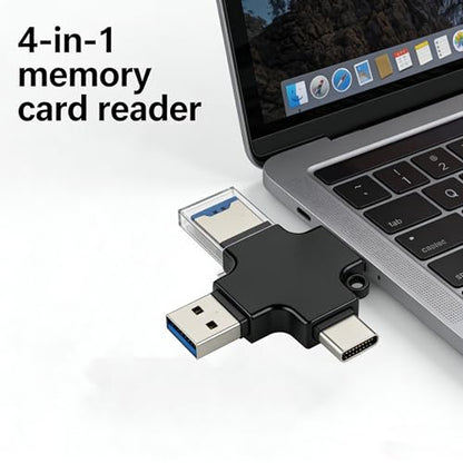 Diymore 4 in 1 USB 3.0 and USB-C to SD Card Reader Adapter, High-Speed Data Transfer for MacBook Pro, iPad Pro, Samsung Notebook, Dell XPS