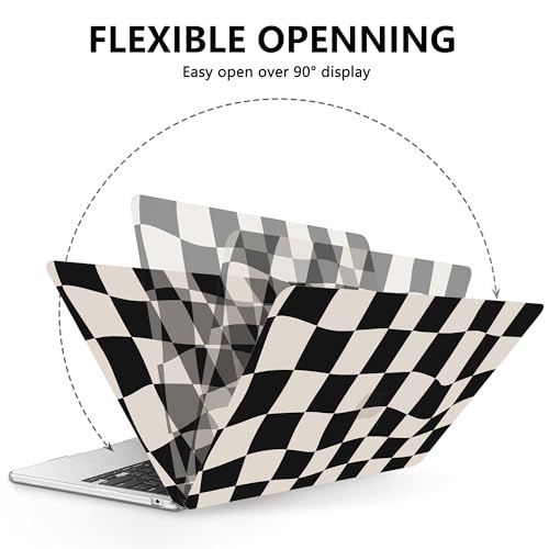 AKIT for MacBook Air 13 inch Case M5 M4 M3 M2 2026-2022, Black Checkboard | A3449 A3240 A3113 A2681, Funny Pattern Hard Shell Laptop Case+Screen Protector+Keyboard Cover for MacBook Air 13.6 inch - color: Black Checkboard
