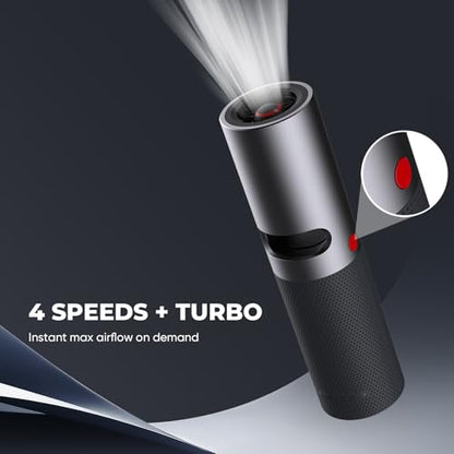 Electric Air Duster, Cordless Compressed Air Duster, Metal Body, 4 Speeds, Hold-to-Turbo, for Keyboard, PC, Car Interior Cleaning, Canned Air Alternative
