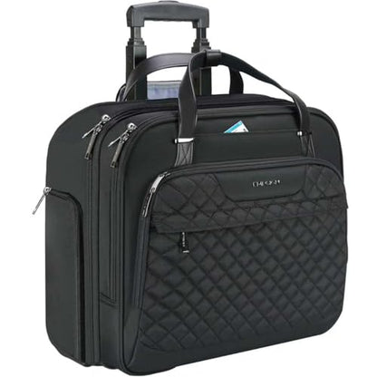 EMPSIGN Rolling Laptop Bag for Women, Rolling Briefcase 15.6 Inch, Black | Water-Repellent, Airline Approved, Overnight Computer Bag, Rolling Briefcase with Wheels, Travel Business Work - color: Quilted Black