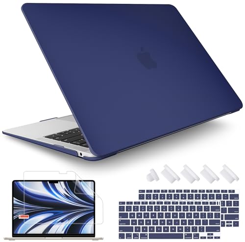 May Chen Compatible with New MacBook Air 13 inch Case 2021 2020 2019 2018 Release Model: M1 A2337 A2179 A1932, Plastic Hard Shell Case for MacBook Air 13 inch & Retina Display Fits Touch ID,Navy Blue - color: Navy blue