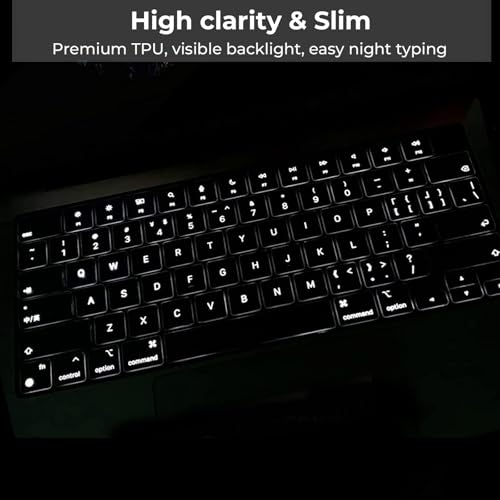 EooCoo Keyboard Cover Skin for MacBook Neo, Pro 14/16, Air 13/15, Clear | Invisible, Anti Fingerprints & Dust, for 2026-2021 M5-M1 Pro/Max MacBook Pro 14/16, M5-M2 MacBook Air 13/15, MacBook Neo 13 - color: Clear