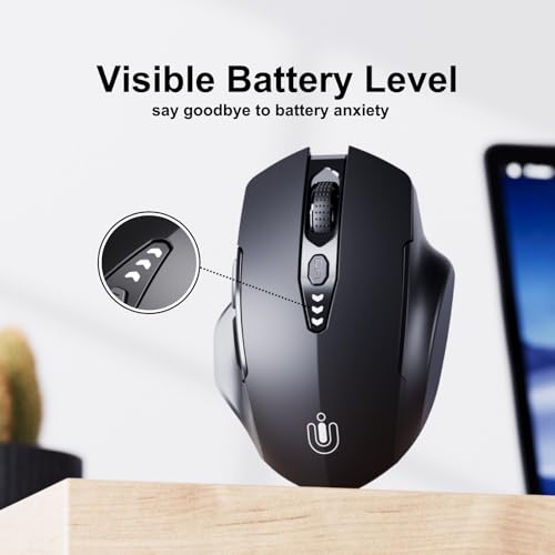 Uineer Bluetooth Mouse, Tri-Mode Wireless, Rechargeable, 3-Device Switch | Dual Bluetooth plus 2.4G connectivity, Multi-Device switching and a visible rechargeable battery level - color: Yellow