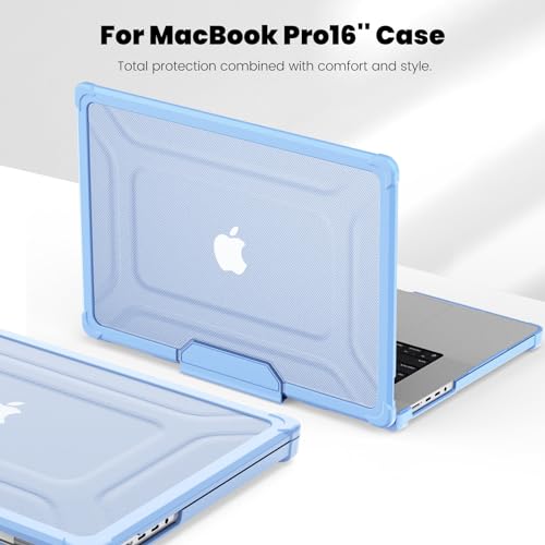 Batianda Heavy Duty Case for New MacBook Pro 16 inch 2026 M5 2024 M4 M3 M2 M1 Pro Max Chip - Starry Dot-Matrix Cover with PU Leather Spine & Foldable Stand - Full Protection Anti-Collision, Blue - color: Blue