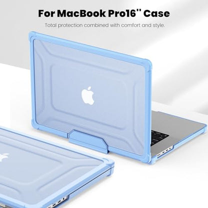 Batianda Heavy Duty Case for New MacBook Pro 16 inch 2026 M5 2024 M4 M3 M2 M1 Pro Max Chip - Starry Dot-Matrix Cover with PU Leather Spine & Foldable Stand - Full Protection Anti-Collision, Blue - color: Blue