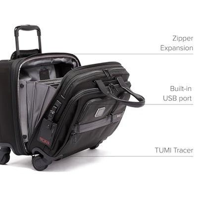 TUMI - Alpha Deluxe Expandable 4-Wheeled Laptop Briefcase - 15 Inch Computer Bag for Men and Women - color: Midnight Black