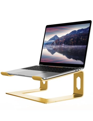 ALASHI Laptop Stand for Desk, Aluminum Computer Riser, Ergonomic Notebook Holder, Detachable Metal Laptops Elevator, PC Cooling Mount Support 10 to 15.6 Inches Notebook, Gold - color: D-Gold