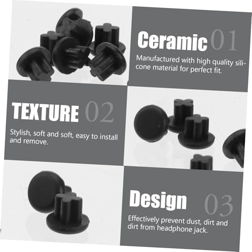 10 Pairs Black Silicone Dustproof Protective Plugs for Type-c Headphone Jack and Charging Port, Easy to Install and Remove, Compatible with Phones and Pcs