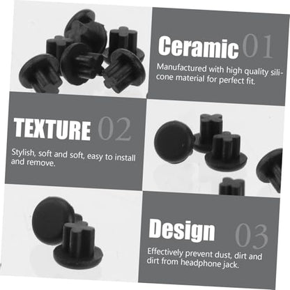 10 Pairs Black Silicone Dustproof Protective Plugs for Type-c Headphone Jack and Charging Port, Easy to Install and Remove, Compatible with Phones and Pcs