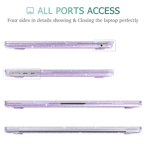 May Chen Case for MacBook Air 13/13.6-inch (M5/M4/M3/M2, 2022-2026 Models A3449 A3240 A3113 A2681), Lightweight | Closes Seamlessly | Ideal for Work Hard Shell Case, Purple Glitter - color: Purple Glitter