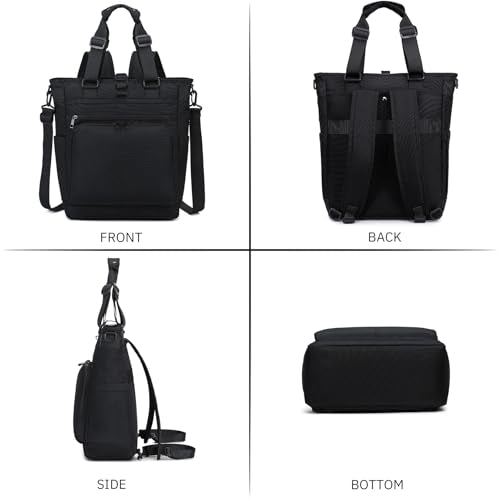 mygreen Tokyo Tote Messenger Backpack Convertible Tote Bag and Backpack, Fits 15.6" Laptop - color: Black-216