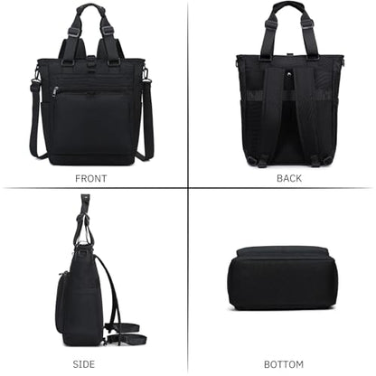mygreen Tokyo Tote Messenger Backpack Convertible Tote Bag and Backpack, Fits 15.6" Laptop - color: Black-216