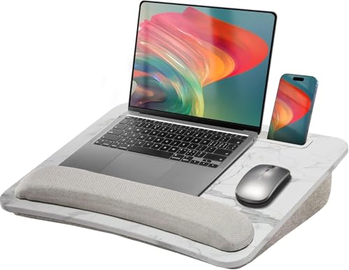 HUANUO Laptop Lap Desk with Cushion, Fit up to 15.6" Laptop，Marble | Portable Lap Desk with Pillow Cushion, Anti-Slip Strip & Storage Function for Home Office Students as Computer Laptop Stand - color: Marble, size: Medium