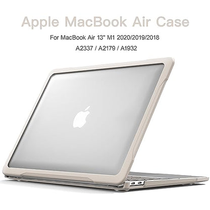 Batianda 4-in-1 Ultimate Case for MacBook Air 13 Inch 2018-2020, Khaki | Fits M1/Intel Models A2337/A2179/A1932, Lightweight Slim Design, Carbon Fiber Side Texture, Matte Translucent Hard Shell - color: Khaki