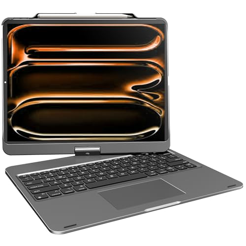 Keyboard Case for iPad Air 13 inch, Pro 13 and Pro 12.9 (6th-3rd Gen) Gary | Pekarejue 360 Rotatable, Trackpad, Backlit, Pencil Holder, Fit iPad Air 13 M4 M3 M2, M5 M4 Pro 13"/12.9" (6th 5th 4th 3rd ) - color: Space Gray, size: iPad Air/iPad Pro (13"/12.9