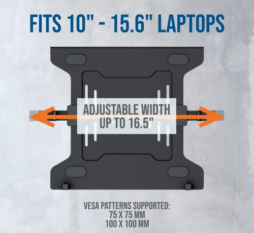 MANHATTAN Laptop Vesa Mount Tray - Heavy Duty and Fully Adjustable Laptop Holder Attachment - Fits Notebook with Width up to 17 in, Lifetime Mfg Warranty, Monitor Mount/Stand Sold Separately – 461498