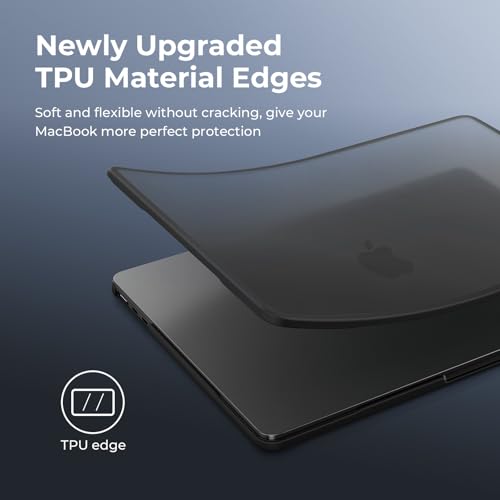 BlueSwan Anti-Cracking Hard Shell Case Compatible with MacBook Air 15 inch M5 M4 M3 M2 2026-2023 A3448 A3241 A3114 A2941, Drop Protection Soft TPU Bumper PC Base for Air 15.3 inch, Frosted Black - color: Frosted Black, size: Air 15-inch (2026-2023)