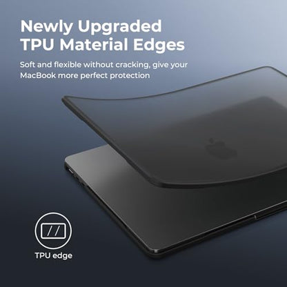 BlueSwan Anti-Cracking Hard Shell Case Compatible with MacBook Air 15 inch M5 M4 M3 M2 2026-2023 A3448 A3241 A3114 A2941, Drop Protection Soft TPU Bumper PC Base for Air 15.3 inch, Frosted Black - color: Frosted Black, size: Air 15-inch (2026-2023)