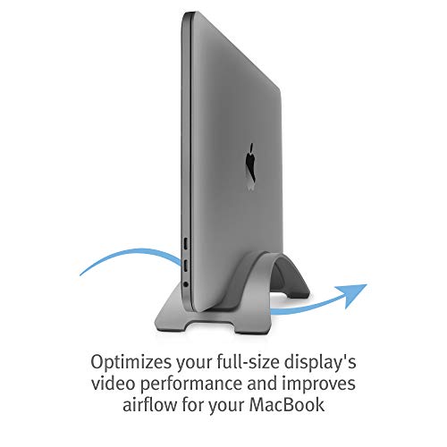 Twelve South BookArc for MacBook, Space-Saving Vertical Desktop Stand, Grey | Compact Laptop Stand for Comfortable Desktop Setup, Saves Space While Allowing Connection to Larger Display, Silicone Insert - color: Space Grey