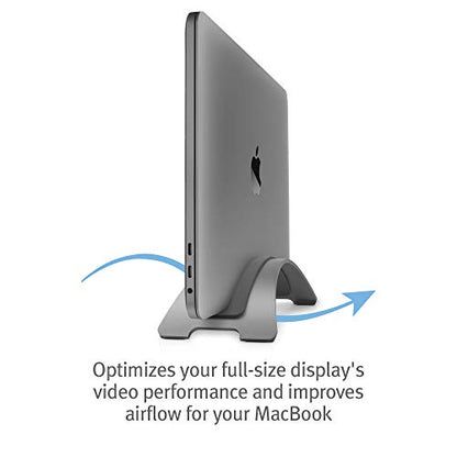 Twelve South BookArc for MacBook, Space-Saving Vertical Desktop Stand, Grey | Compact Laptop Stand for Comfortable Desktop Setup, Saves Space While Allowing Connection to Larger Display, Silicone Insert - color: Space Grey