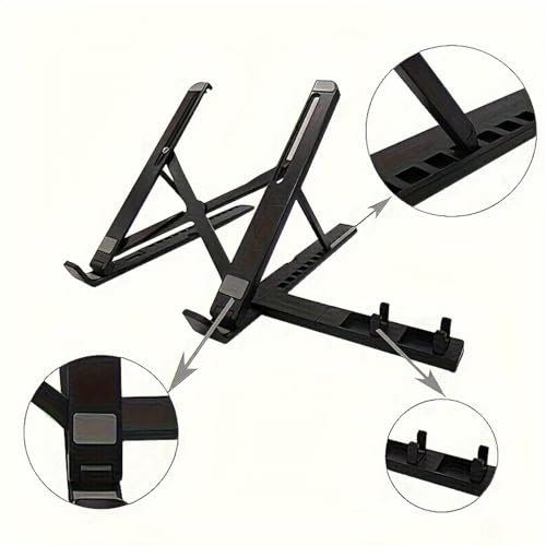 Portable Laptop Stand with Phone Holder, Adjustable Foldable Computer Riser for Desk, Lightweight Ergonomic Tablet Mount for 10-15.6", White
