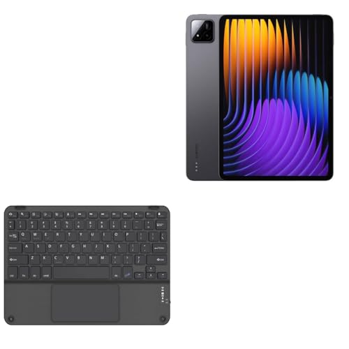BoxWave Keyboard Compatible with Xiaomi Pad 7 Pro - SlimKeys Bluetooth Keyboard with Trackpad, Portable Slim TouchPad - Jet Black