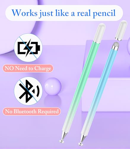 Stylus Pen for Touchscreen, Kenkor 2 in 1 Active iPad Pencil - Green+ Blue | Stylus Pen for iPad/Android/Switch/iPhone/Samsung/Galaxy/Huawei/Surface/ViVo/OPPO/Lenovo, All Touch Screens Tablet Pencil - color: Green+Blue