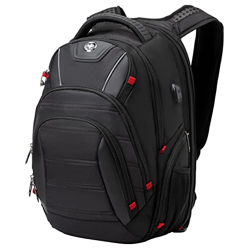 Swissdigital Design Travel Backpack for Women or Men, TSA Friendly USB Charging RFID Protection Business Carry on Bag Fits 15.6" Laptop Backpack Black | J14-BR - color: Black