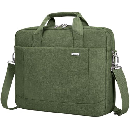 Voova 15.6-15 Inch Laptop Bag, Computer Bag, MacBook Bag, Army Green | Expandable splash-proof laptop messenger bag with removable strap; fits notebooks, MacBook, HP, Dell, Lenovo and Asus - color: Army Green, size: 14-15.6 Inch