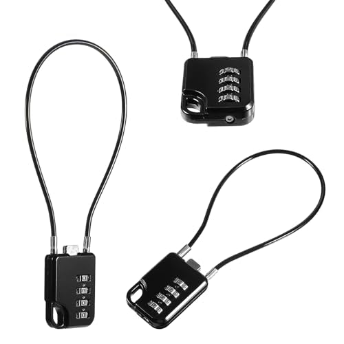 2 PCS Compact Design Resettable 4-Digit Combination Padlock with 7 Inches Long Cable, Durable Stainless Steel Cables Combo Lock, Small Cable Locks with Combination Multipurpose Lock for Suitcase, Gym