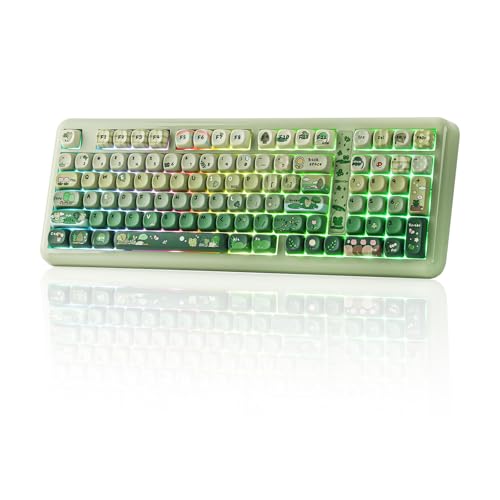 KiiBoom Phantom98 Lite 96% Wireless Mechanical Gaming Keyboard, VIA Programmable, Creamy Keyboard with Gasket, 8000mAh Battery, Hot Swap, RGB Backlits, NKRO for Win/Mac (Green, Mossy Silent Switch) - color: Green, size: Mossy Silent Switch