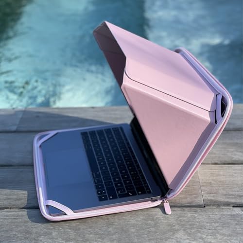 4-in-1 Laptop Screen Shade – Original Pro Sleeve – Built-in 4-in-1 Screen Shade, VeganHemp Leather, Sun, Privacy, Heat & Contrast Protection, Fits 13” MacBook, Patented, Pink | PHILBERT Danish Design - color: Pink, size: 13in