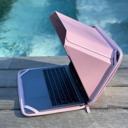 4-in-1 Laptop Screen Shade – Original Pro Sleeve – Built-in 4-in-1 Screen Shade, VeganHemp Leather, Sun, Privacy, Heat & Contrast Protection, Fits 13” MacBook, Patented, Pink | PHILBERT Danish Design - color: Pink, size: 13in