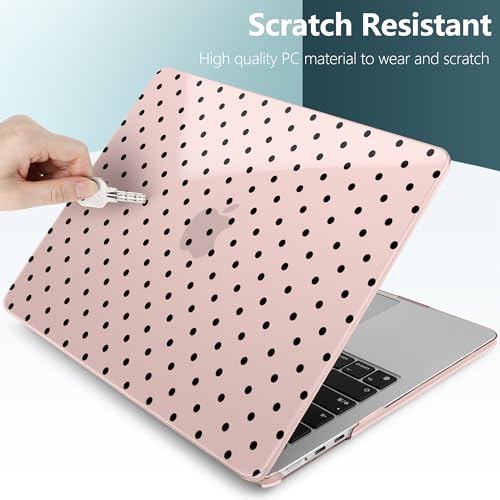 for MacBook Air 13 Inch (13.6 Inch) Case, M5/M4/M3/M2 Chip 2026 2025 2024 2023 2022, Hard Plastic Printed Cover with Screen Protector & Keyboard Cover & Dust Plugs, Pink Polka Dots - color: Pink Polka Dots