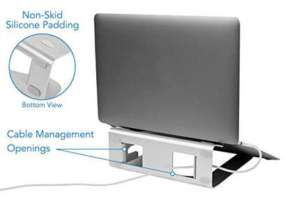 Mount-It! Vertical Laptop Stand for Desk, 2-in-1 Aluminum Laptop Holder & Angled Riser for 11–15 Inch Laptops, Space-Saving Laptop Dock for External Monitor Setup, Silver