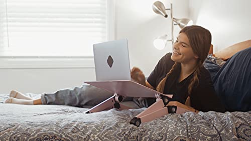 Uncaged Ergonomics WorkEZ Adjustable Laptop Stand for Desk, Laptop Stand Adjustable Height, Foldable Aluminum Cooling Computer Holder & Riser for Desk Bed, Pink - color: Standard-Pink