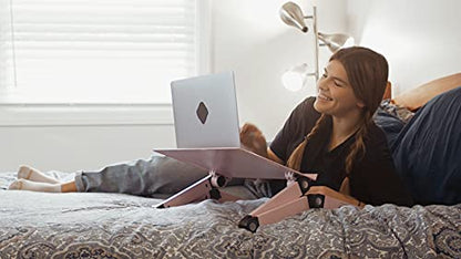 Uncaged Ergonomics WorkEZ Adjustable Laptop Stand for Desk, Laptop Stand Adjustable Height, Foldable Aluminum Cooling Computer Holder & Riser for Desk Bed, Pink - color: Standard-Pink