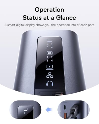 Baseus Spacemate Laptop Docking Station, 11-in-1 USB-C Docking Station for Windows, Triple Display with 4K HDMI & DP, 10Gbps USB-C & USB-A, Ethernet, Audio, 100W PD Charging (Adapter Included)